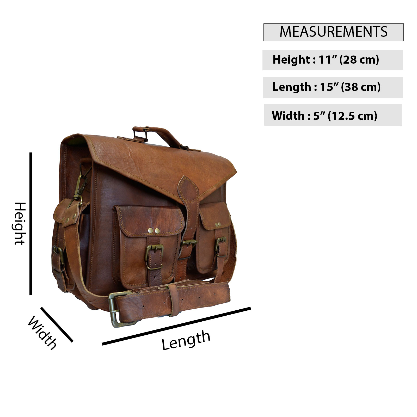 Men Genuine Leather Briefcase Office Messenger Laptop Shoulder Bag